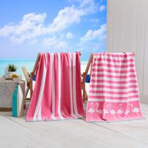 Toalhas de praia Great Bay Home 100% algodão 76x152cm rosa, pacote com 2