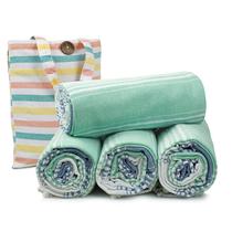 Toalhas de praia HILLFAIR Cotton Turkish Quick Dry, pacote com 4 unidades, azul menta