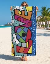 Toalhas De Praia Love E Corações Pop Art 140x70 Banho Macia