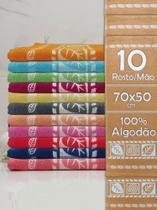 Toalhas De Rosto e Mãos Bordado em Folha Várias Cores 10 Unidades
