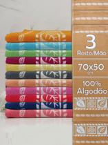 Toalhas De Rosto e Mãos Bordado em Folha Várias Cores 3 Unidades
