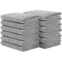 Toalhas de rosto SINLAND Microfiber 30 cm x 30 cm, pacote com 12 unidades, cinza