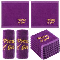 Toalhas Pastor Buryeah Woman of God, algodão roxo, 30 x 30 cm, 6 unidades