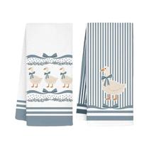 Toalhas Rústicas Com Padrão De Ganso E Laço Azul, Pacote Com 2, Decoração De Cozinha Com Arte Toalhas Rústicas Com Padrão De Ganso E Laço Azul, Pacote Com 2, Decoração De Cozinha Com Arte