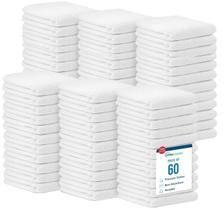 Toalhas Terry de algodão SIMPLI-MAGIC 14x17cm, pacote com 60 unidades, brancas