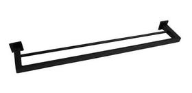 Toalhas Toalheiro Duplo 60cm Quadrada Inox Preto - Gardênia