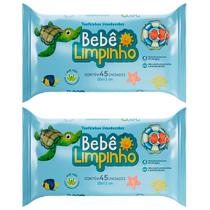 Toalhas umedecidas bebê limpinho aloe vera Kit 2x 45und