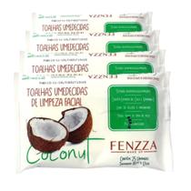 Toalhas Umedecidas de Limpeza Facial Coconut Fenzza