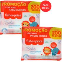 TOALHAS UMEDECIDAS FISHER-PRICE PACK 400 COM PERFUME SUAVE 2x200 UN