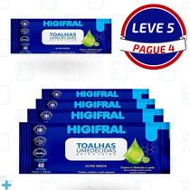 Toalhas Umedecidas Higifral Adulto Suave 200 Unidades Kit com 5 Pacotes para Higiene e Cuidado Diário