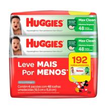 Toalhas Umedecidas Huggies Max Clean 4 Embalagens com 48 Unidades