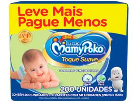 Toalhas Umedecidas MamyPoko Toque Suave - Pacote com 200 Toalhas