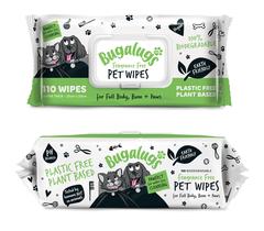 Toalhas Umedecidas para Pets BUGALUGS 110 Unidades Biodegradáveis Sem Fragrância