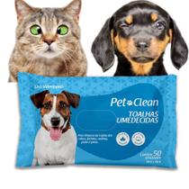 Toalhas Umedecidas Pet Clean para Cachorros e Gatos 50 unidades - Fragrancia agrádável