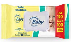 Toalhas Umedecidas Primeiro Baby Confort S/ Alcool Sistema Puxa Facil 120 Unidades - primeiro baby confor