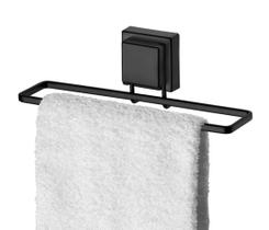 Toalheiro Banheiro com Ventosa 25cm Preto Fosco