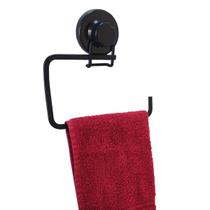 Toalheiro com Ventosa Preto Fosco Porta Toalha de Rosto para Banheiro Lavabo Faciliti