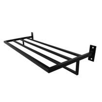 Toalheiro de Banho Banheiro Hotelaria Triplo 60cm em Aço Inox pintado de preto Stainless
