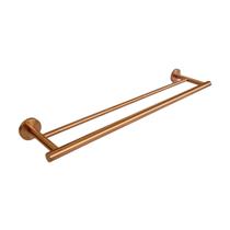 Toalheiro de Banho Duplo Redondo em Inox Rose Gold Fosco Slim