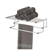 Toalheiro de Parede com Prateleira de Banheiro Cromado 40cm