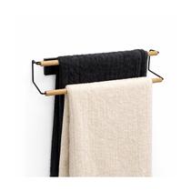 Toalheiro Duplo Branco Preto Sem Furo Adesivo 3M Porta Toalha Banheiro Lavabo Parede Suporte 50cm