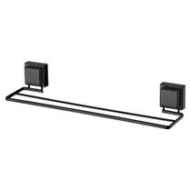 Toalheiro Duplo Future 45 cm com Ventosa Preto Fosco