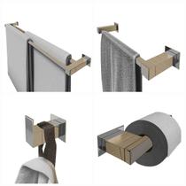 Toalheiro Duplo Inox 304 + Kit Acessórios Banheiro 70Cm Toalheiro Duplo Inox 304 + Kit Acessórios Banheiro 70Cm