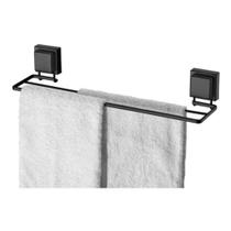 Toalheiro Duplo para Banheiro com Ventosa 45 cm Preto Fosco - Future