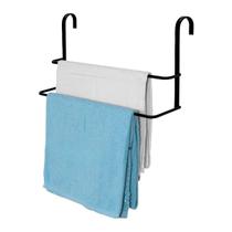 Toalheiro Duplo Porta Toalhas 45cm Para Box Acoplar Organizador Banheiro Lavabo Em Aço Carbono Preto