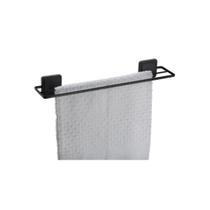 Toalheiro duplo preto fosco fixação por adesivo Norbond porta toalha banho 45 cm Future 184PT Toalheiro duplo preto fosco fixação por adesivo Norbond porta toalha banho 45 cm Future 184PT