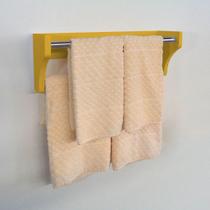 Toalheiro Duplo Suporte Cabideiro Porta Toalhas de Parede Acessório para Banheiro Amarelo Laca - Formalivre