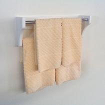 Toalheiro Duplo Suporte Cabideiro Porta Toalhas de Parede Acessório para Banheiro Branco Laca - Formalivre