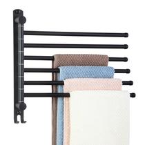 Toalheiro JSVER Space Saving Black montado na parede com 6 braços