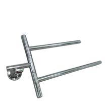 Toalheiro Longo Duplo Cromado Linear Para Toalhas De Banho