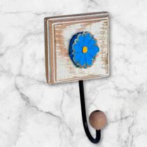 Toalheiro Madeira Ferro Banheiro Flor Azul Toalheiro Madeira Ferro Banheiro Flor Azul