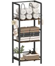 Toalheiro Mondazie Free Standing de 3 camadas com prateleira de metal preto