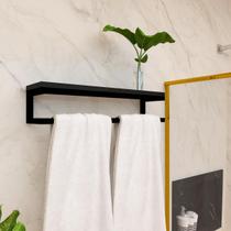 Toalheiro para banheiro MDF Preto 50cm