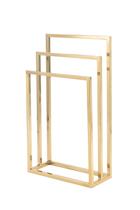 Toalheiro Porta Toalha de Piso Triplo Linha Larissa em aço inox 304 Dourado Brilhante Stainless