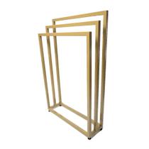 Toalheiro Porta Toalha Dourado em Metalon Pintura Eletrostática Alto Padrão Marca Kasadi