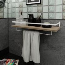 Toalheiro Prateleira Lavabo Banheiro Toalha de Banho Rosto Design Branco