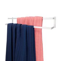 Toalheiro Reforçado Parede Banheiro Porta Toalha Duplo 60cm Branco Toalheiro Reforçado Parede Banheiro Porta Toalha Duplo 60cm Branco