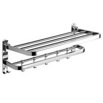 Toalheiro Suporte Porta Toalha Banho Duplo Parede Inoxidável