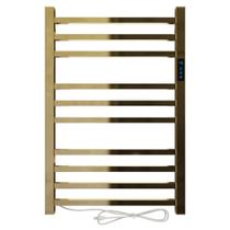 Toalheiro Termico Quadrado Dourado Polido Timer Esquerdo