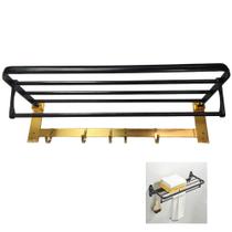 Toalheiro Varal Suporte Multiuso Roupa Porta Toalha Prateleira Organizaçao Gancho Lavanderia Banheiro Hotel Pousada Casa