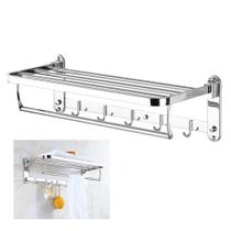 Toalheiro Varal Suporte Roupa Prateleira Inox Porta Toalha