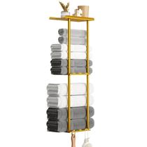 Toalheiros KISENG com prateleira e 6 ganchos dourados verticais de 3 camadas