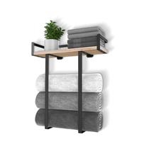 Toalheiros montados na parede Xstydes com prateleira de madeira