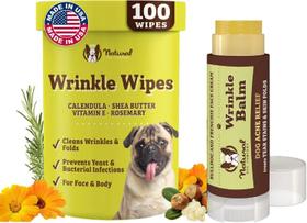 Toalhetes anti-rugas para cães e bastão de bálsamo Natural Dog Company Toalhetes anti-rugas para cães e bastão de bálsamo Natural Dog Company