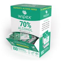 Toalhetes com álcool Wipex 70% de isopropil, sachês de 100 unidades x1