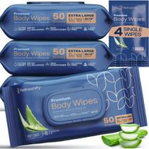 Toalhetes corporais de banho Refreshify XL Aloe Vera 200 unidades + 4 Travel Toalhetes corporais de banho Refreshify XL Aloe Vera 200 unidades + 4 Travel
